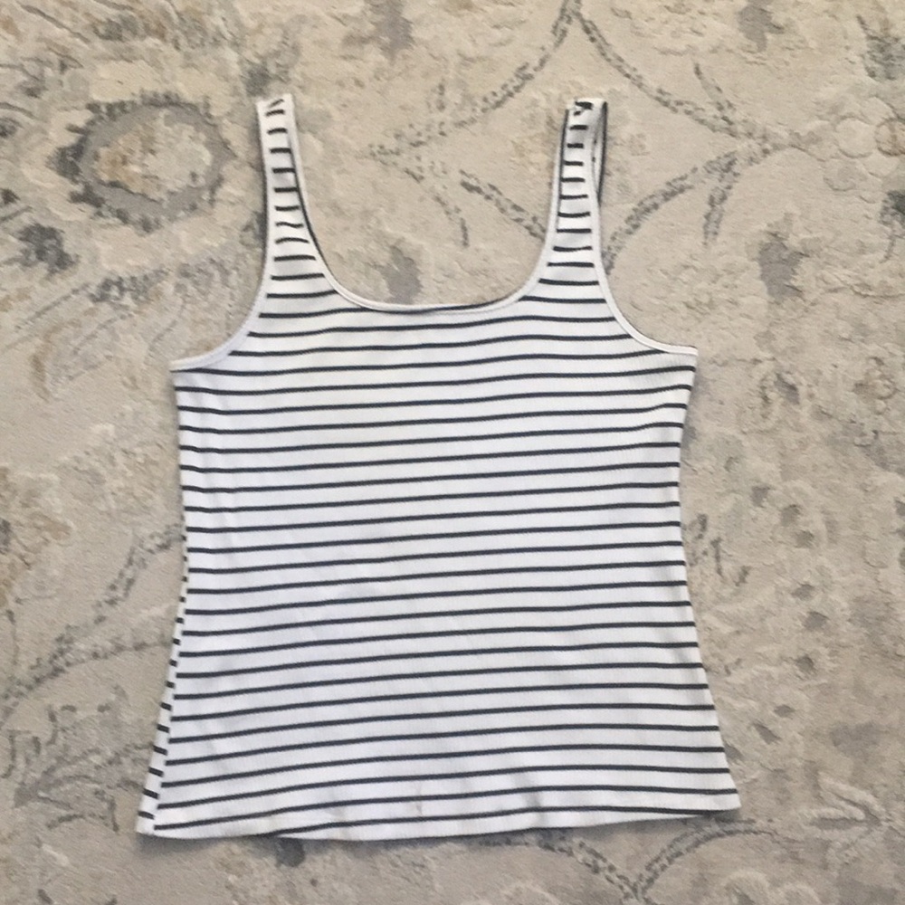 Eri + Ali Anthropolgie Black and White Striped Tank Top Size Large